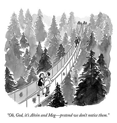 Hiking Drawing - Pretend We Don't Notice Them by Hartley Lin