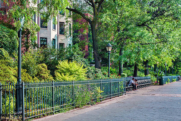 Facade Wall Art featuring the digital art Promenade In Brooklyn Heights, Nyc by Lumiere