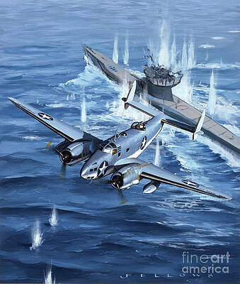 Airplane Wall Art featuring the painting Lockheed PV-1 Ventura by Jack Fellows