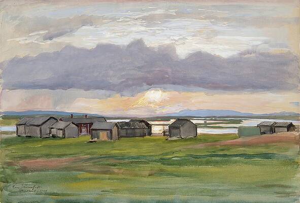 Eero Jarnefelt Painting - Rakennuksia Rannalla by Eero Jarnefelt