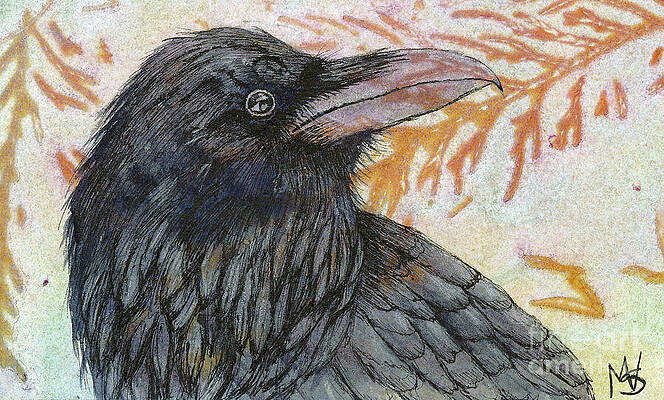 Wall Art featuring the painting Raven by Marie Stone-van Vuuren