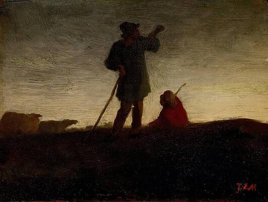 Jean Francois Millet Painting - Recalling The Flock by Jean Francois Millet