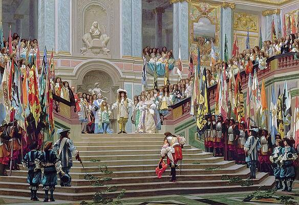 Jean Leon Gerome Painting - Reception Of Le Grand Conde By Louis Xiv At Versailles by Jean-leon Gerome