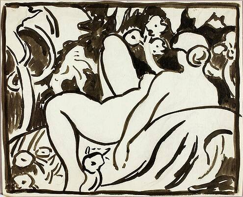 Monochrome Drawing - Reclining Female Nude 10 by Carl Newman