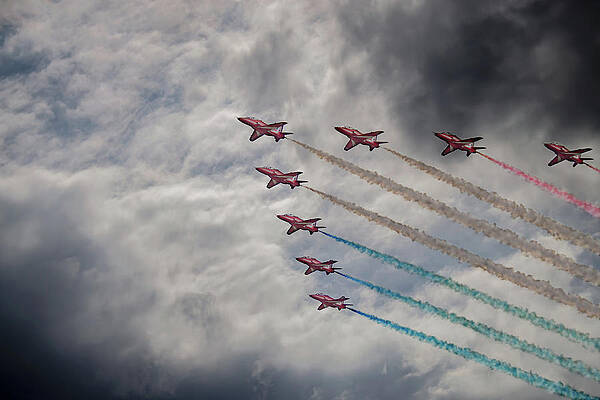 Sky Photograph - Red Arrows In The Sky by Scott Lyons