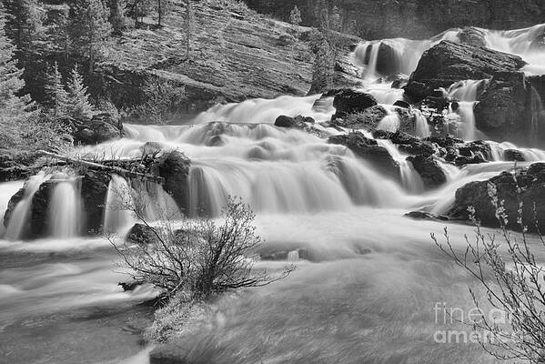 Wall Art featuring the photograph Red Rock Falls Base Black And White by Adam Jewell