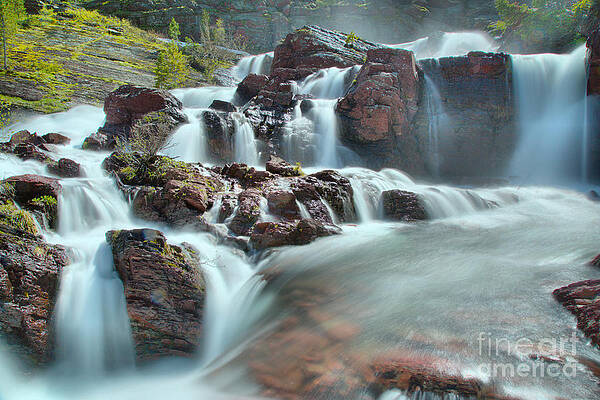 Wall Art featuring the photograph Red Rock Falls Spring Closeup by Adam Jewell