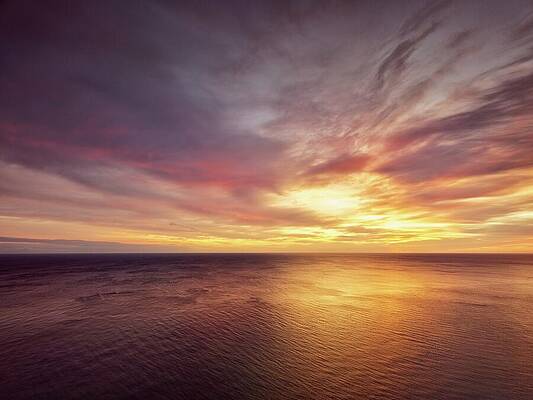 Atmospheric Wall Art featuring the digital art Red Sky In The Morning Above The Sea by Mark Robertz