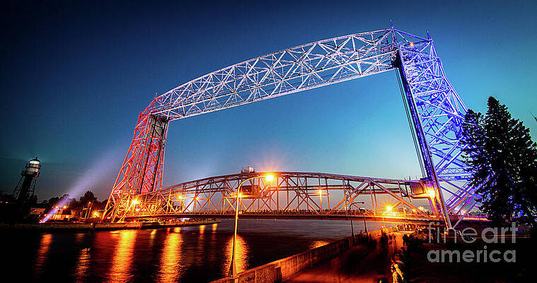 Wall Art featuring the photograph Red White And Bridge by Duluth To Door County Photography
