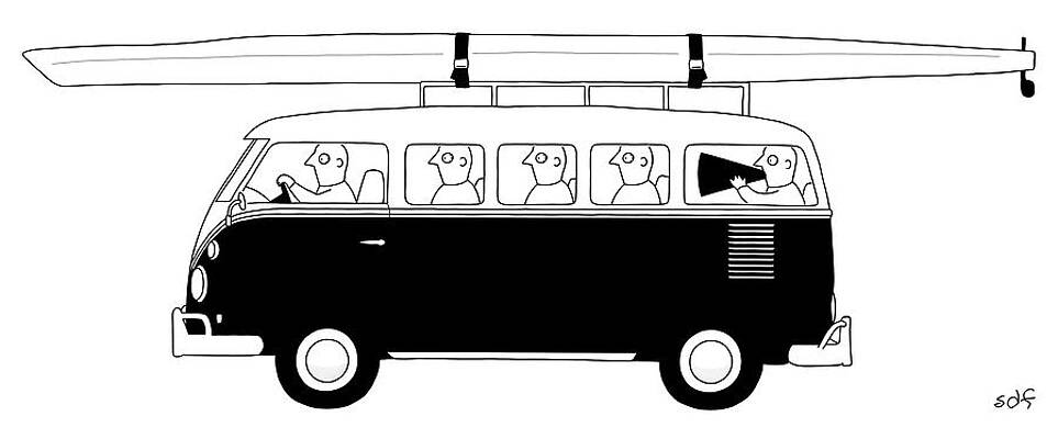 Cartoon Dogs on a Bus Adventure Wall Art