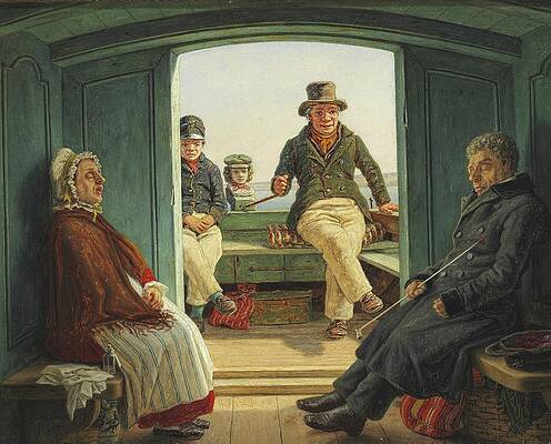 Martinus Rorbye Painting - Rejsescene Om Bord I En Hollandsk Traekskojte by Martinus Rorbye