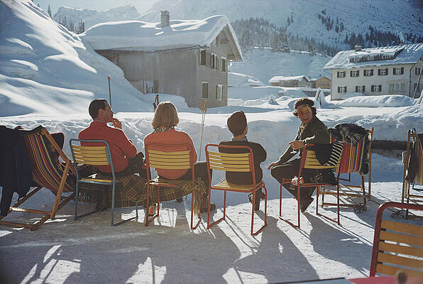 Outdoor Winter Gathering in the Mountains Wall Art