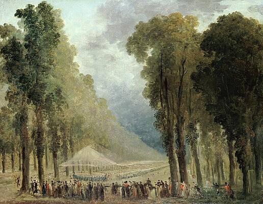 Hubert Robert Painting - Repas Servi Aux Troupes Dans Une Allee Des Champs-elysees by Hubert Robert
