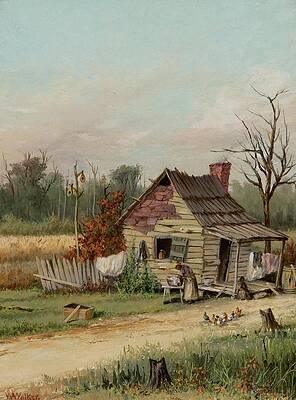 Chicken Painting - Rickety Ole Cabin by William Aiken Walker