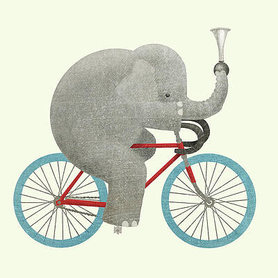 Elephant Cycling with Horn Wall Art