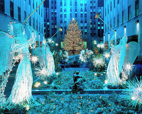 Ma Wall Art featuring the digital art Rockefeller Center At Christmas, Ny by J.b. Grant