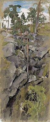 Eero Jarnefelt Painting - Rocky Forest by Eero Jarnefelt