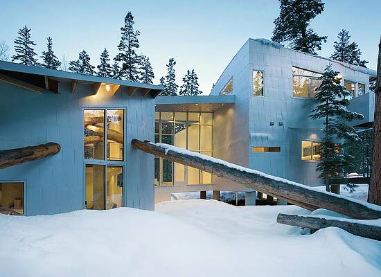 Colorado Photograph - Rocky Mountain House With Logs Through Facade by Robert Reck