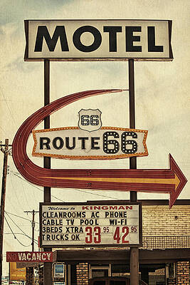 Wall Art featuring the photograph Route 66 Motel In Kingman, Arizona by Tatiana Travelways