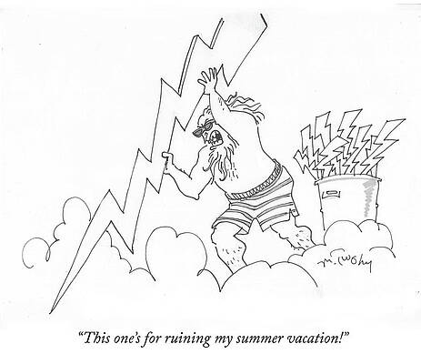 Thor Drawing - Ruining My Summer Vacation by Mike Twohy