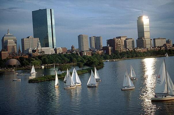 Boston Digital Art - Sailboats In River by Marco Cristofori