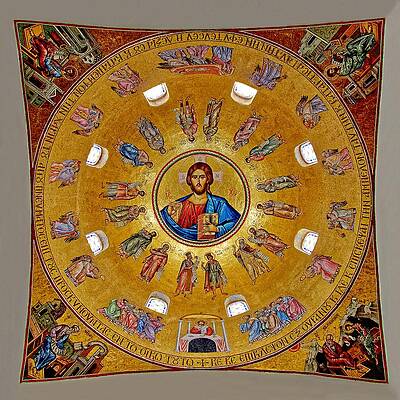 Architecture Wall Art featuring the photograph Saint Barbara Greek Orthodox Church Ceiling - Santa Barbara, California by KJ Swan