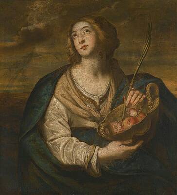Gaze Painting - Saint Dorothy With A Basket Of Fruits And Flowers And A Palm by Niccolo De Simone