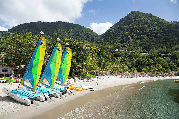 Caribbean Wall Art featuring the digital art Saint Lucia, Caribbean, Sugar Beach by Tim Mannakee