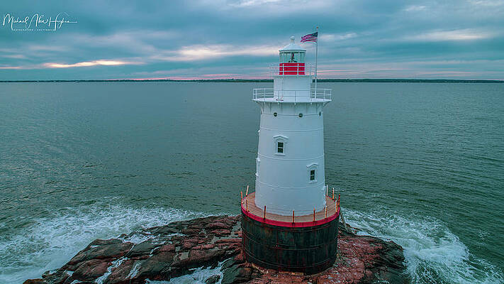 Seascape Photograph - Sakonnet Lighthouse by Veterans Aerial Media LLC