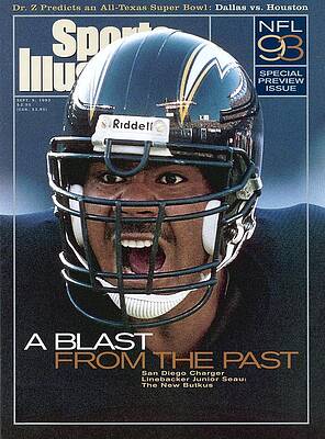 Junior Seau Wall Art featuring the photograph San Diego Chargers Junior Seau, 1993 Nfl Football Preview Sports Illustrated Cover by Sports Illustrated