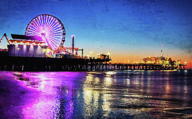 Scenic Wall Art featuring the painting Santa Monica, California - 04 by AM FineArtPrints