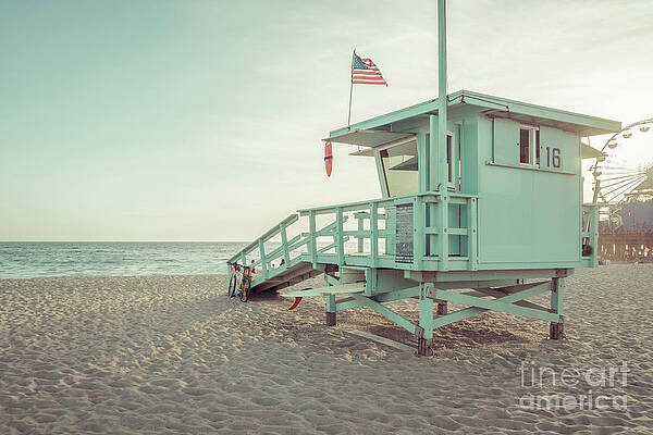 California Wall Art featuring the photograph Santa Monica California Lifeguard Tower 16 Photo by Paul Velgos