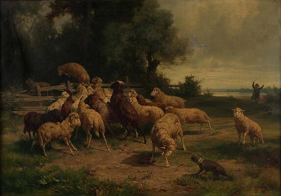 Flock Painting - Schafe by Ernst Adolph Meissner