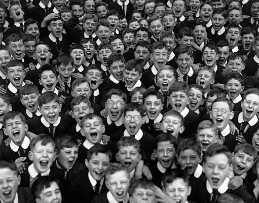 Cheering Schoolboys in Uniforms Wall Art