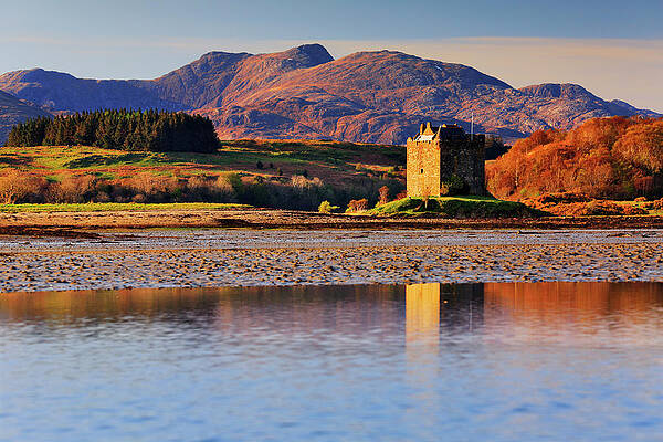 Small Wall Art featuring the digital art Scotland, Great Britain, Highlands, Argyll And Bute, Appin, Castle Stalker On A Small Islet On Loch Linnhe by Riccardo Spila