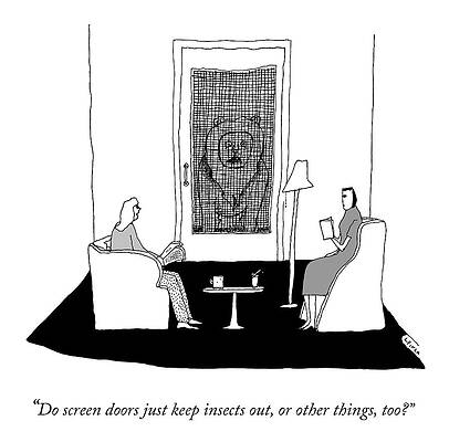 Wildlife Drawing - Screen Doors by Liana Finck