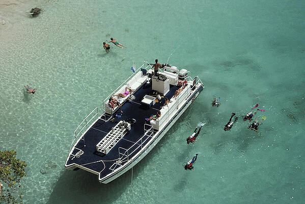 Snorkelers Around a Tour Boat Wall Art