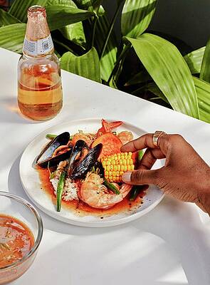 Sea Life Wall Art featuring the digital art Seafood Boil by Emma Fishman