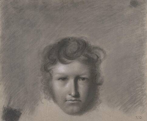 Monochrome Drawing - Self-portrait by Andre-jacques-victor Orsel