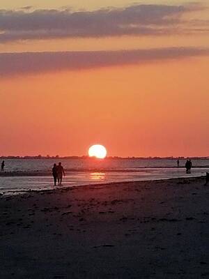 Wall Art featuring the photograph Setting Sun At The Beach by Karen Stansberry