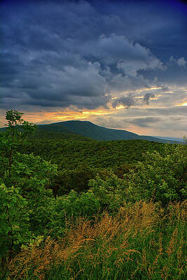 Shenandoah National Park Hogback Mountain At Sunset Print