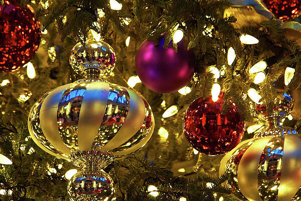 Tree Wall Art featuring the photograph Shimmering Christmas Decorations by Tatiana Travelways