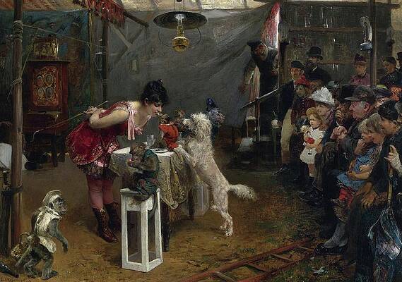 Circus Performer with Animals Painting