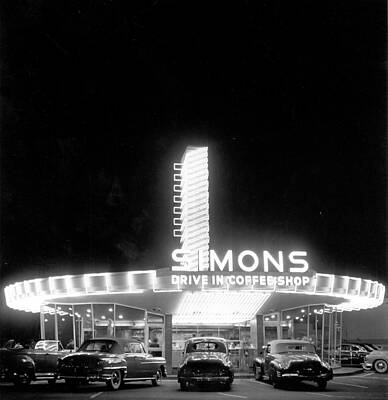 Simons Drive In at Night Wall Art