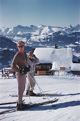 Skiers in Picturesque Mountain Setting Wall Art