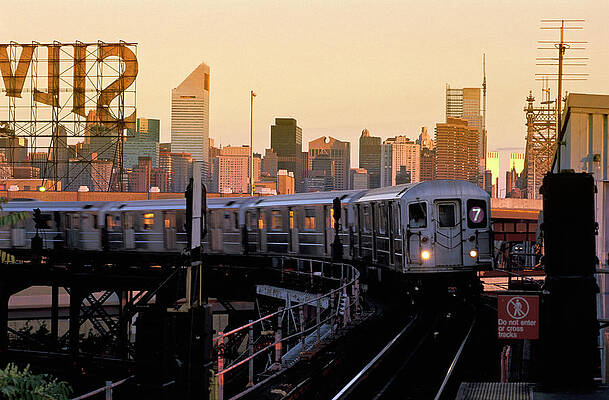 Destination Wall Art featuring the digital art Skyline & 7 Train, Queens, Nyc by Heeb Photos
