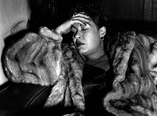 Billie Holiday Relaxing in Fur Coat Wall Art