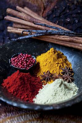 Small Bowls Of Various Different Spices Print
