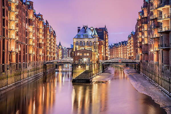 Small Digital Art - Small Moated Castle (fleetschlosschen) Between The Canals Hollandischbrookfleet And Wandrahmsfleet In Speicherstadt Warehouse District, Hamburg, Germany by Christian Back