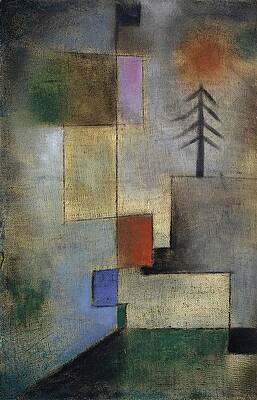 Fir Trees in Abstract Landscape Painting